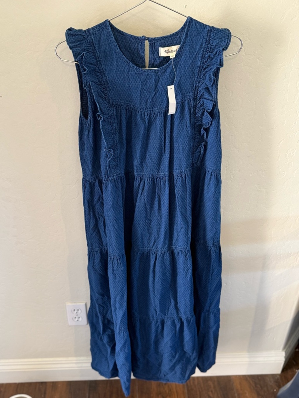 Madewell Navy Ruffle Tiered Midi Dress